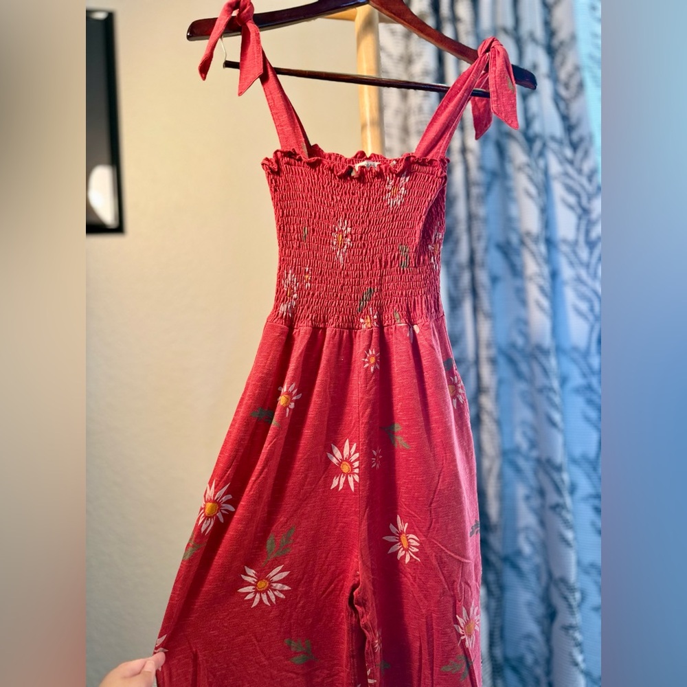 Toad&Co Red Daisy Gemina Sleeveless Jumpsuit